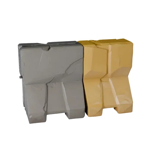Roadwork Traffic Barrier Low Poly 3D model, game viewport three-quarter view, showing concrete, site-ready silhouettes.