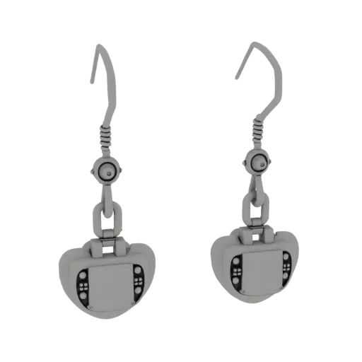 Gold Drop Stud Earrings 3D model, three-quarter front view, AR viewer studio render, gold finish.