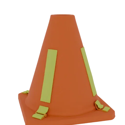Emergency Safety Cone Printable 3D model, isometric STL render, showing plastic shells, recognizable safety silhouettes.