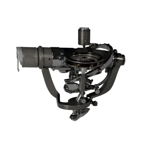 Observatory Star Tracker High Poly 3D model, close-up studio render, showing metal tubes, optical alignment.