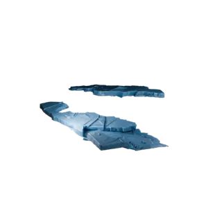 Modello 3D ad alto numero di poligoni del pacchetto costa ghiacciata, render ambientale cinematografico ravvicinato, che most