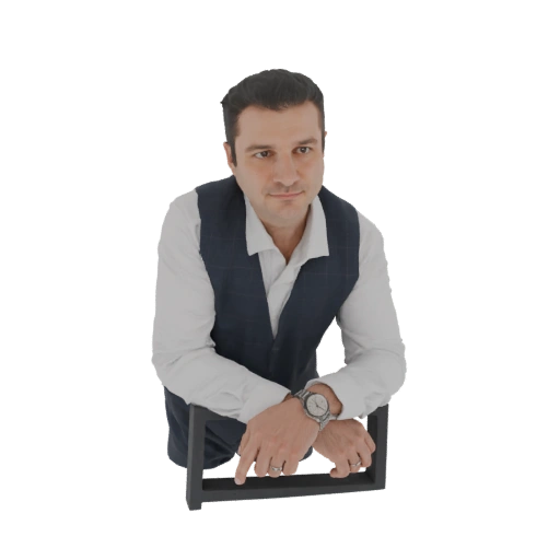 Man in Vest and White Shirt