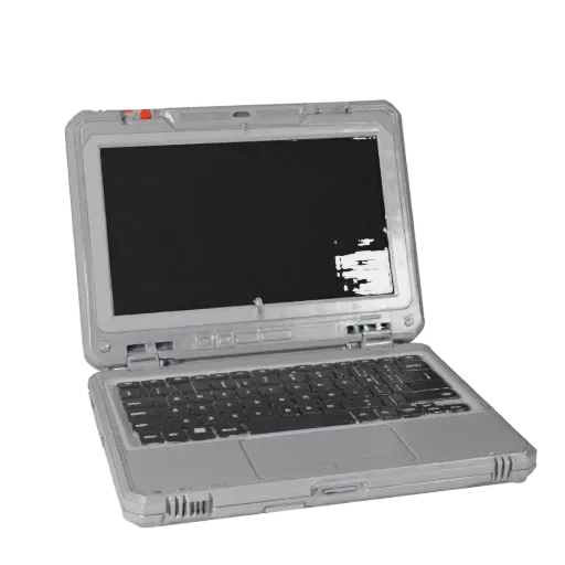 Rugged Tablet Computer Modular 3D model, isometric modular kit view, showing brushed metal, open lid angle.