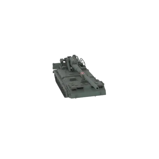 3D model of a 2S19 Msta-S self-propelled howitzer, viewed from a slightly elevated angle.