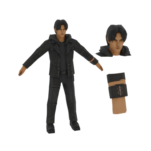 Edgy Black Jacket Character 3D Model