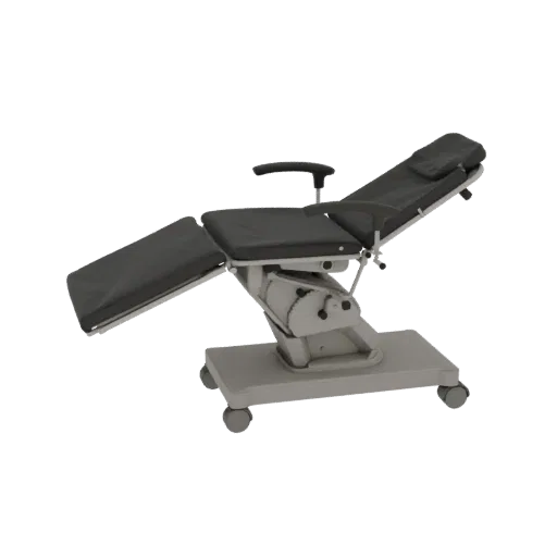 Surgical Exam Chair Realistic 3D model, three-quarter studio render, showing painted metal, clinical silhouette.