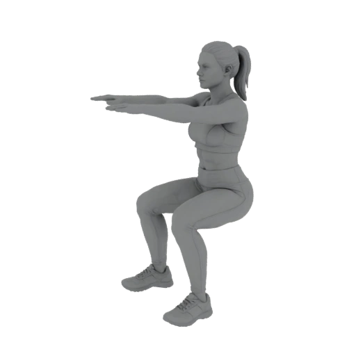 Female Squat Pose 3D Model
