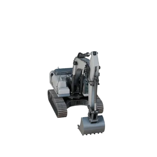 Construction Excavator Modular 3D model, isometric modular kit view, showing painted steel, form detail.