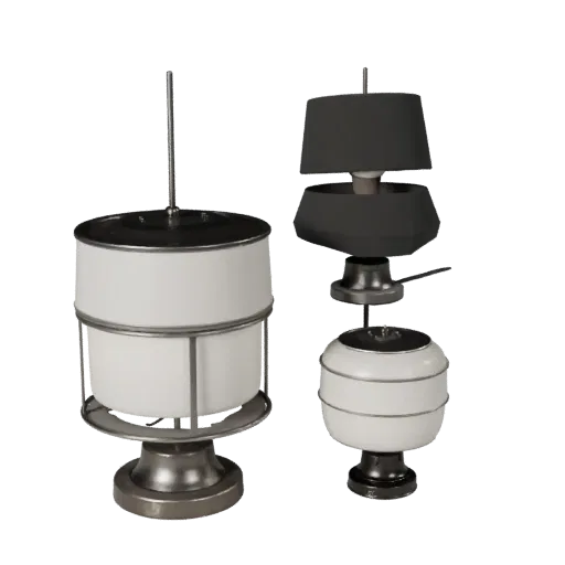 Ceramic Pendant Lamp Product Viz 3D model, home interior, three-quarter studio product render, metal detail.
