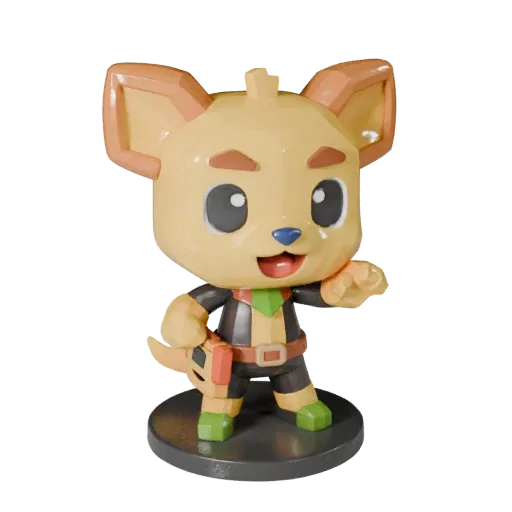 Cute Animal Mascot low poly 3D model preview showing pose, three-quarter game view, expression and smooth toy surfaces
