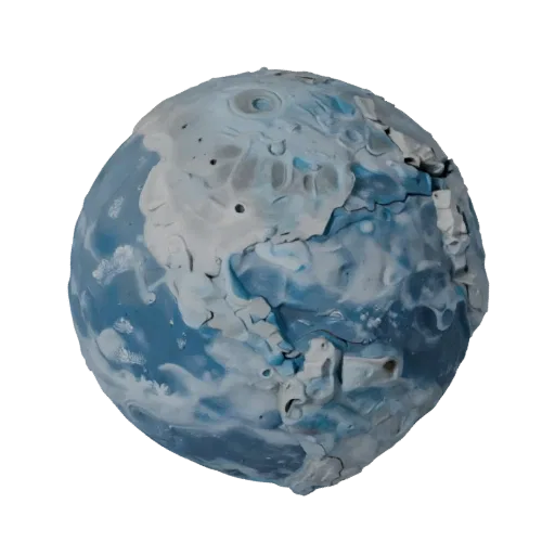 Ice Dwarf Planet High Poly 3D model, close-up studio render, showing rock, spherical body scale.