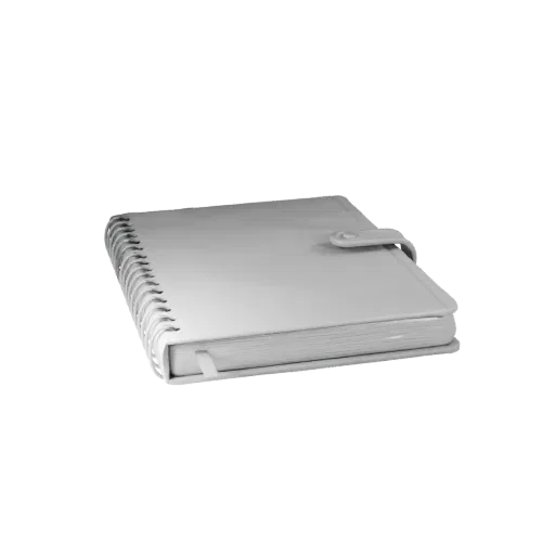 Minimal Notebook Realistic 3D model, three-quarter studio render, showing plastic, desk-scale silhouettes.