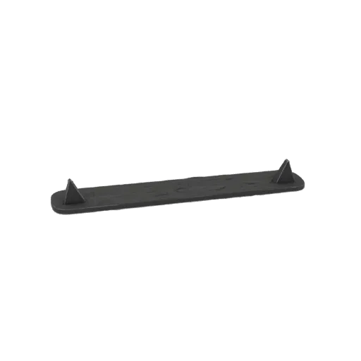 Modèle 3D d'une barre noire avec des pointes acérées à chaque extrémité, présenté sur fond blanc.