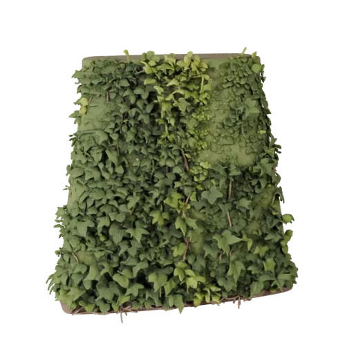 Ivy Covered Wall Vegetation Unity 3D model, isometric viewport view, showing leaf clusters, layered vegetation clusters.