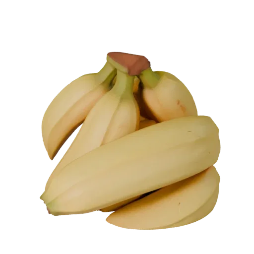 Sliced Banana Bunch High Poly 3D model, close-up studio render, showing skin pores, recognizable fruit forms.