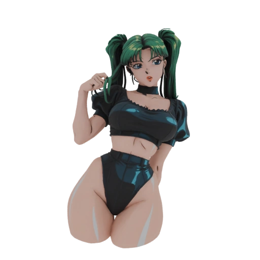 Anime Girl with Green Pigtails