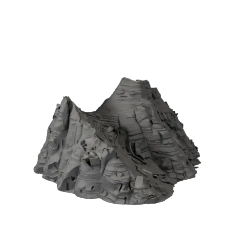Mountain Scree Slope High Poly 3D model, close-up cinematic environment render, showing stratified stone, rock faces.