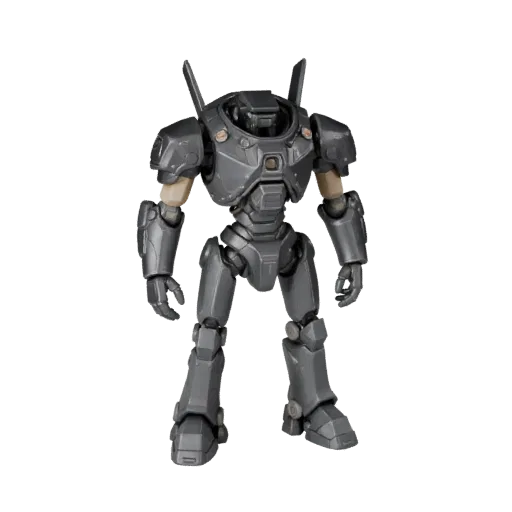 Personnage 3D de combattant ennemi blindé Cyberpunk, vue du moteur, atout stylisé avec pose debout ; Modèle de combattant enn