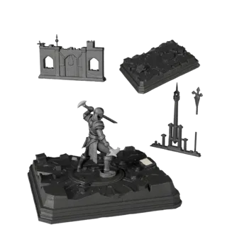 Anteprima modello 3D stampabile STL Vignetta Battaglia Sotterranea, parti, angolo di visualizzazione a tre quarti, profondità