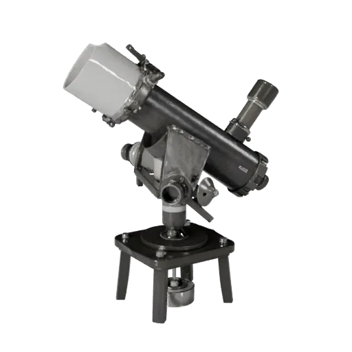 Classroom Observatory Mount Realistic 3D model, three-quarter studio render, showing metal tubes, optical alignment.