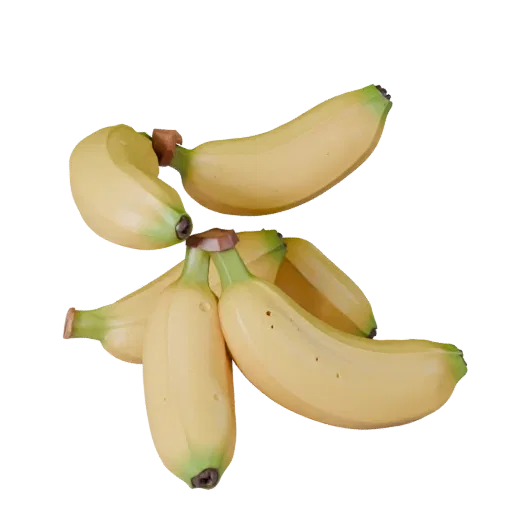 Market Banana Bunch 3D model, three-quarter front view, AR viewer studio render, showing skin pores, form detail.