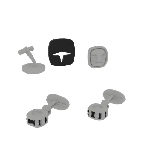 Gem Set Cufflink product viz 3D model, top-down studio render, with clean topology and PBR shading on the cufflink.