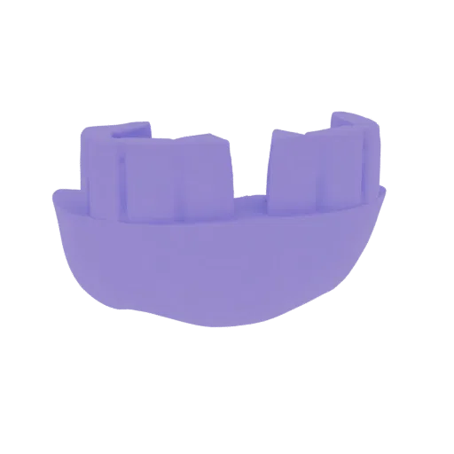 A 3D render of a stylized purple castle turret with crenellated battlements and a rounded base, set against a black backgroun