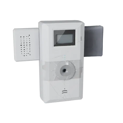 Voice Controlled Video Doorbell Low Poly 3D model, game viewport three-quarter view, showing white plastic, form detail.