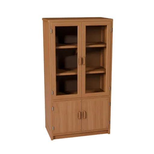 Industrial Cabinet Product Viz 3D model, dining room, three-quarter studio product render, painted wood detail.