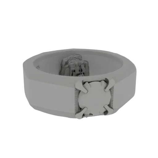 Solitaire Wedding Band render detail 3D model, perspective studio render, highlighting ring form and finish detail.