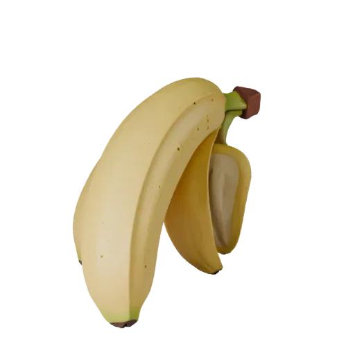 Sliced Banana Bunch Printable 3D model, isometric STL render, showing skin pores, recognizable fruit forms.