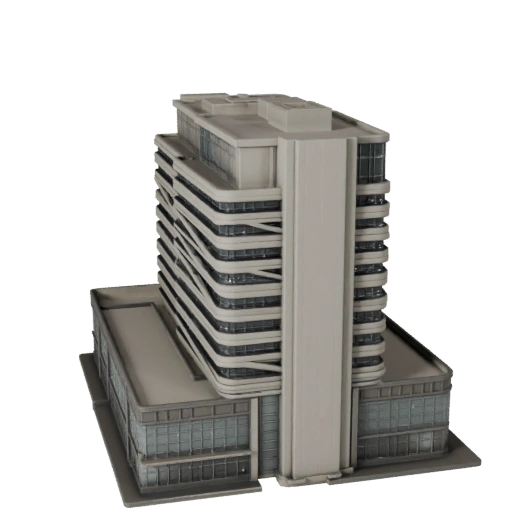 Modèle 3D STL Imprimable de Bâtiment de Bureau Gouvernemental - Asset d'Échelle