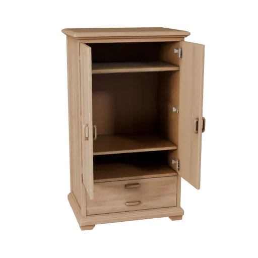 Shaker Wardrobe Realistic 3D model, bedroom, three-quarter studio render, painted wood detail.