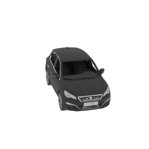 Black Peugeot 308 (2010) 3D Model