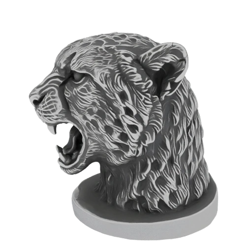 Roaring Jaguar Head Sculpture