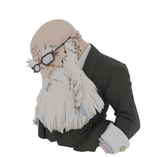Old Man with Long White Beard and Glasses