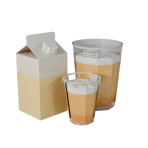 Snack Milk Carton Low Poly 3D model, game viewport three-quarter view, showing cardboard, package massing.