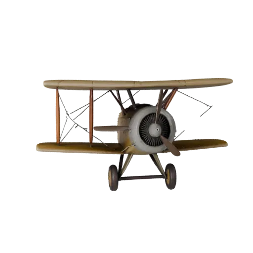 Vintage Biplane 3D Model for Blender & Games - Realistic