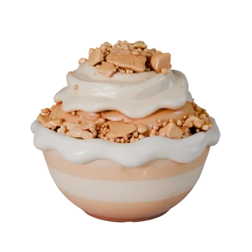 Mini Ice Cream Bowl Realistic 3D model, three-quarter studio render, showing cream, sweet food silhouette.