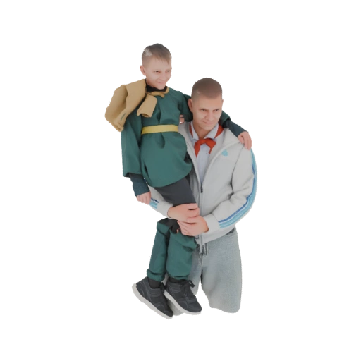 Boy Carried by Older Brother 3D Model