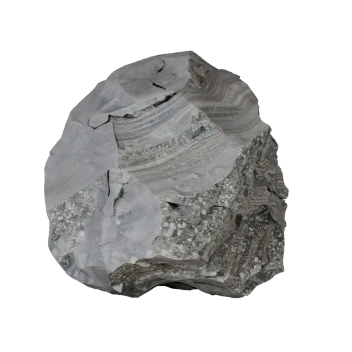 Granite Boulder Pack Low Poly 3D model, game viewport three-quarter view, showing stratified stone, rock faces.