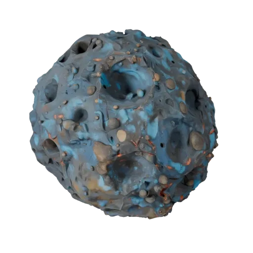 Lava Asteroid Field 3D model, three-quarter front view, Unreal Engine viewport, showing rock, spherical body scale.