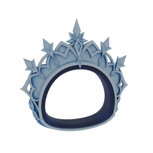A 3D render of a detailed Ice Queen's Crown with sharp, crystalline-like points and intricate icy filigree, presented on a bl