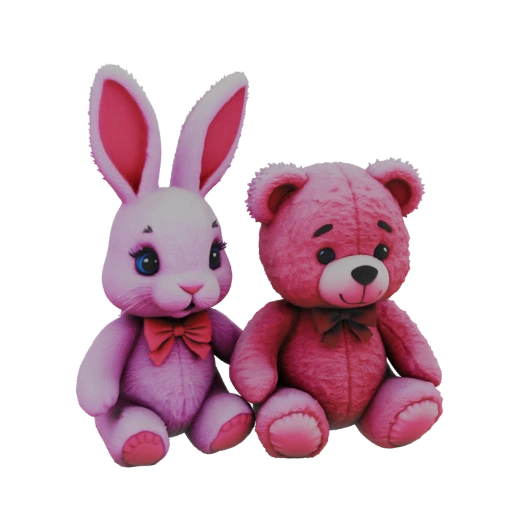 Pink Bunny and Bear Duo 3D Model