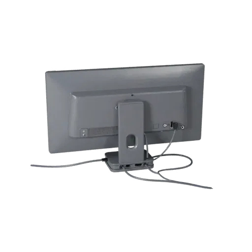 Monitor 3D model, three-quarter front view, Unity viewport, showing plastic shells, desktop scale.