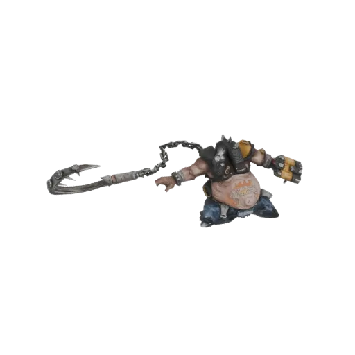 3D model of Roadhog's Chain Hook, a large metal hook attached to a chain, depicted in a dynamic pose.