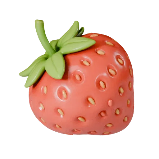 Ripe Strawberry Basket 3D model, three-quarter front view, AR viewer studio render, showing skin pores, form detail.