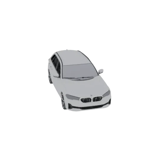 Top-down view of a white BMW 5 Series Touring 3D model against a black background.