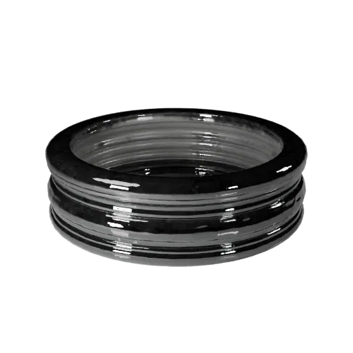 Stacking Ring game ready 3D model, studio profile shot, highlighting ring seams, edges, and finish layers.