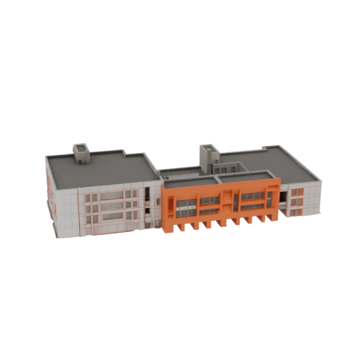 Modern School Building 3D Model